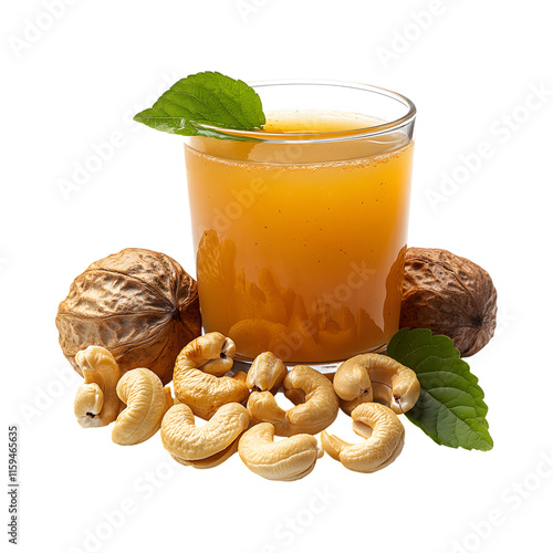 Full-Flavored Cashew and Amla Indian Gooseberry Tonic isolated on transparent background photo