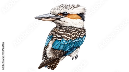 Detailed Illustration of a Sacred Kingfisher, Australian Bird Artwork AI Generated photo