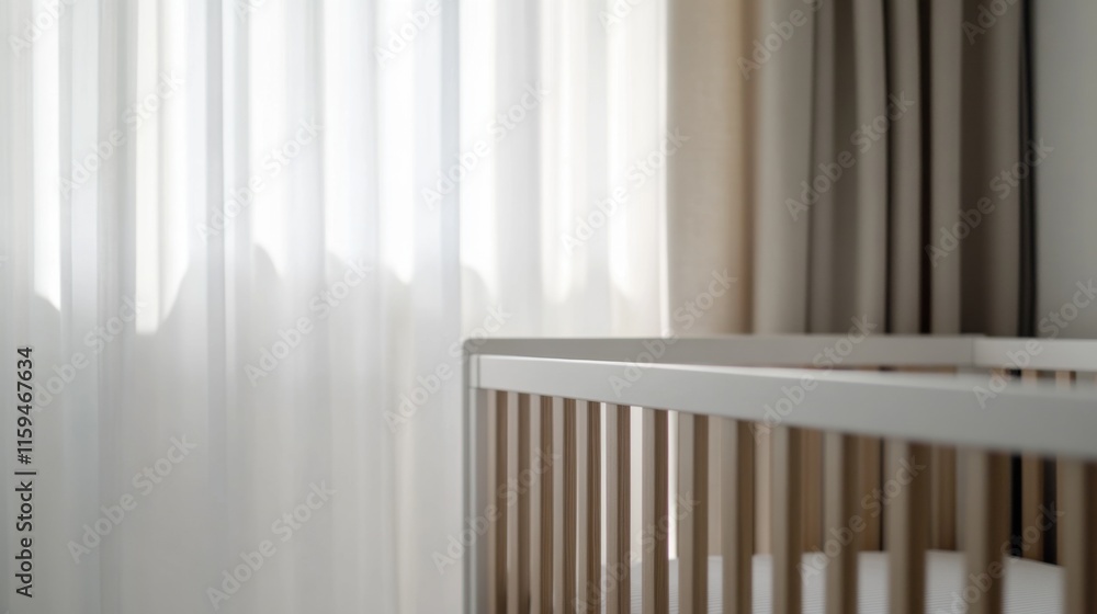 Obraz premium Contemporary minimalist nursery with minimal decor. Featuring clean lines and a soothing design