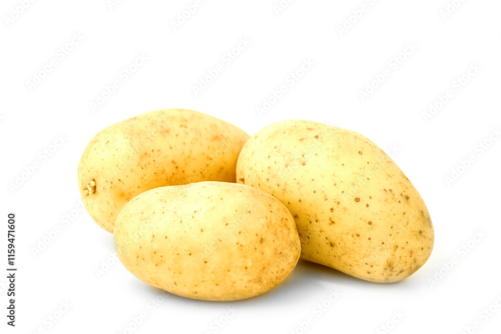 fresh potatoes on a white background. A natural product ideal for culinary projects, illustrations on healthy eating or agriculture themes. fresh potatoes on a white background. A natural product ideal for culinary projects, illustrations on healthy eating or agriculture themes.