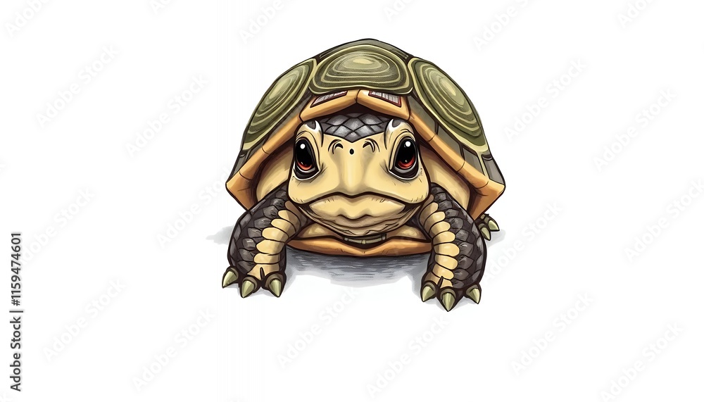 Adorable Turtle Portrait - Detailed Shell, Expressive Eyes, Whimsical Style Adorable Turtle Portrait - Detailed Shell, Expressive Eyes, Whimsical Style