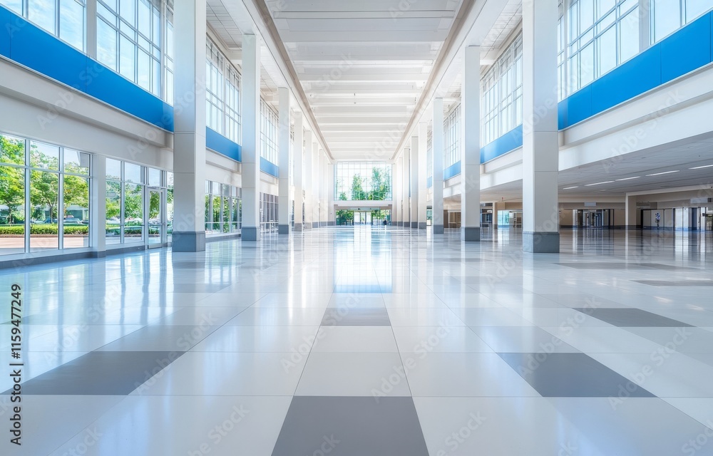 Large Empty Modern Warehouse with High Ceilings and Floor-to-Ceiling Windows Large Empty Modern Warehouse with High Ceilings and Floor-to-Ceiling Windows