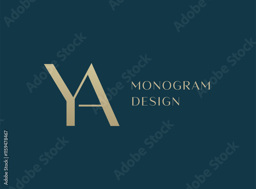 YA letter logo icon design. Classic style luxury initials monogram.