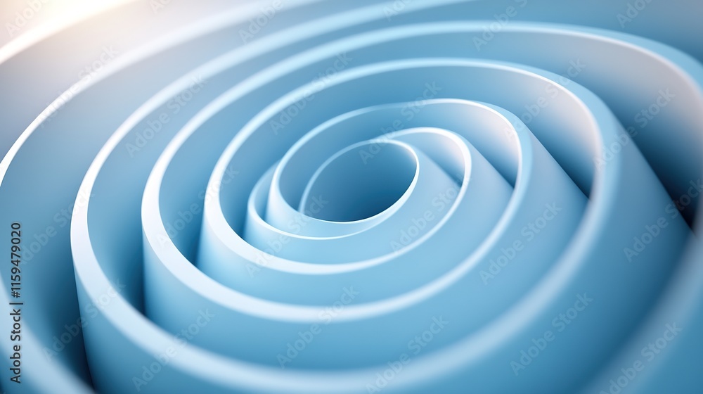Swirling layers of soft blue create calming, abstract design wit