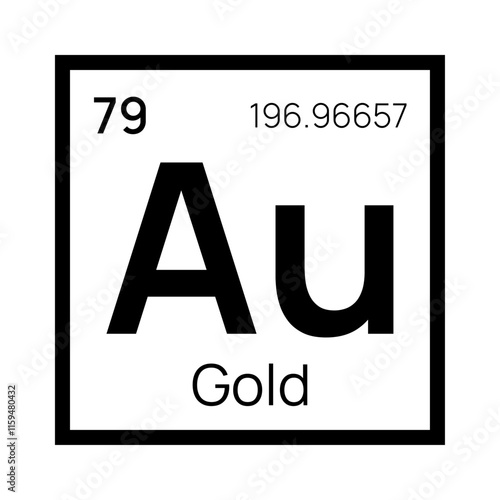 Gold chemical element of the periodic table. Vector isolated symbol Au