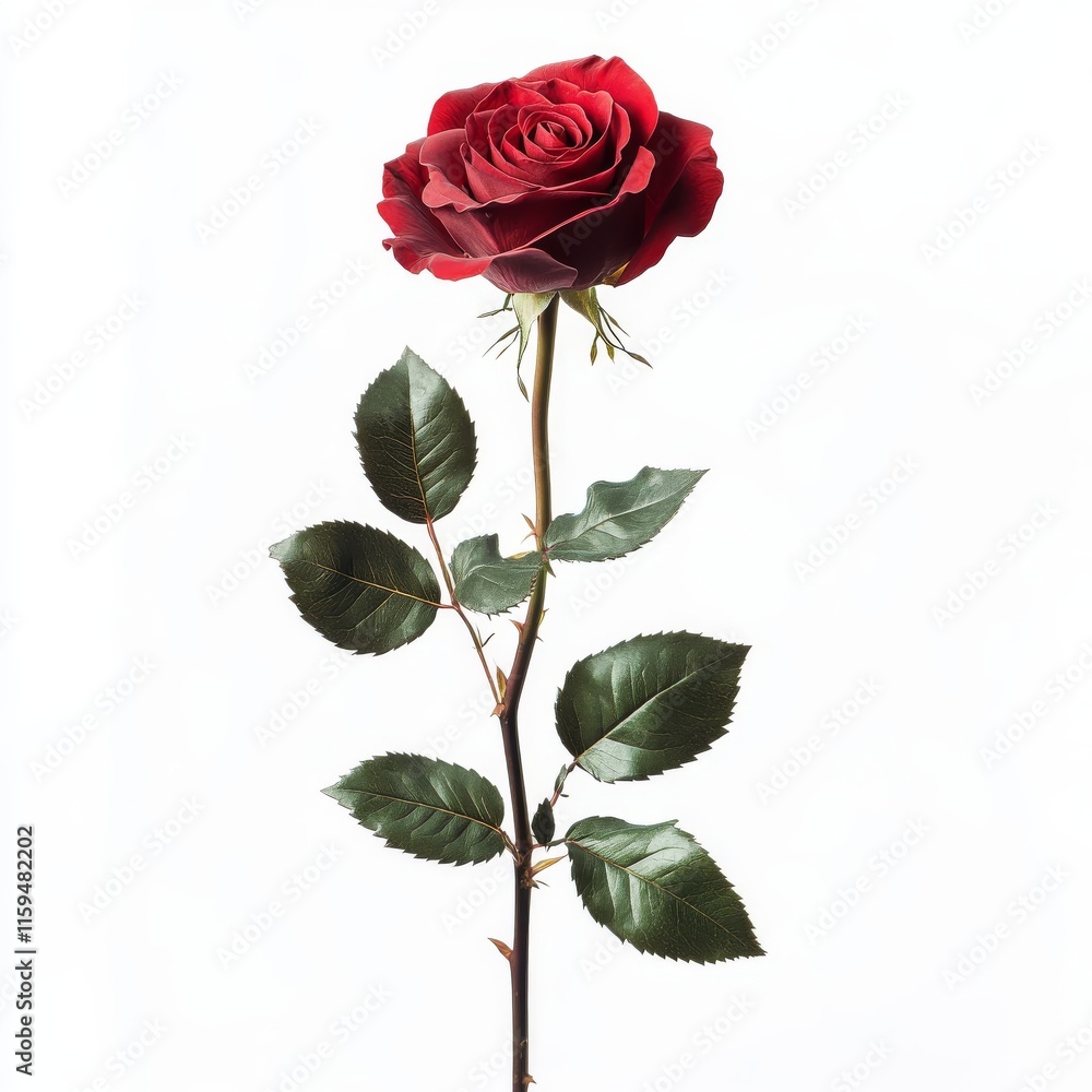 Obraz premium red rose isolated , on white background ,front view photo 