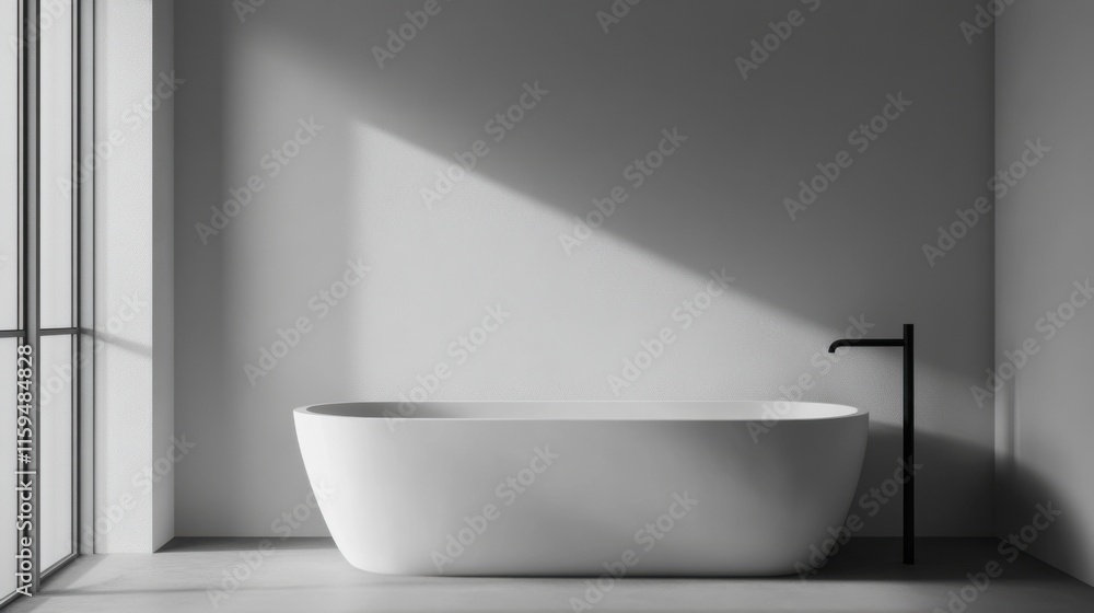 Elegant minimalist bathroom with minimal decor. Featuring clean lines and an open layout Elegant minimalist bathroom with minimal decor. Featuring clean lines and an open layout