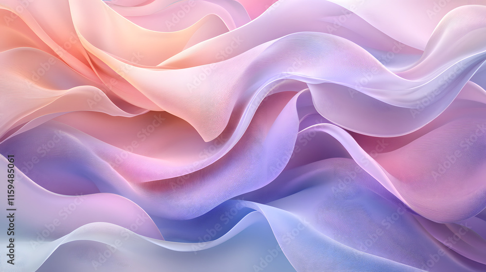 Obraz premium Abstract pastel fabric waves, flowing, soft, smooth, elegant design.