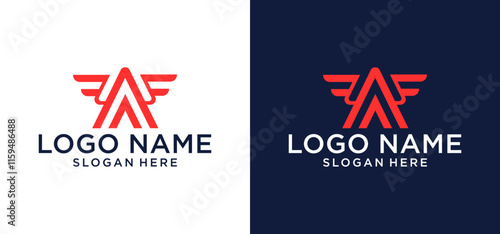 Letter A Logo Template with two wings, Advance Business.