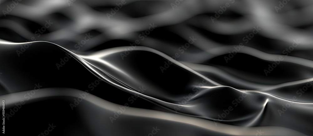 Obraz premium Abstract Dark Waves: A Study in Monochromatic Flow
