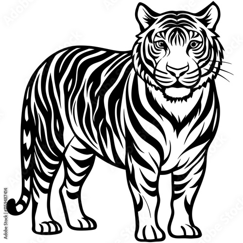 Majestic Tiger on White Background