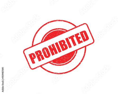 Red "PROHIBITED" Stamp Graphic - Alert, Restricted, Forbidden, Danger, Warning Sign