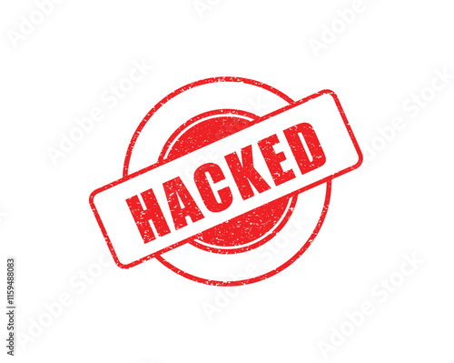 Red "HACKED" Stamp Graphic - Alert, Fraud, Danger, Warning Sign