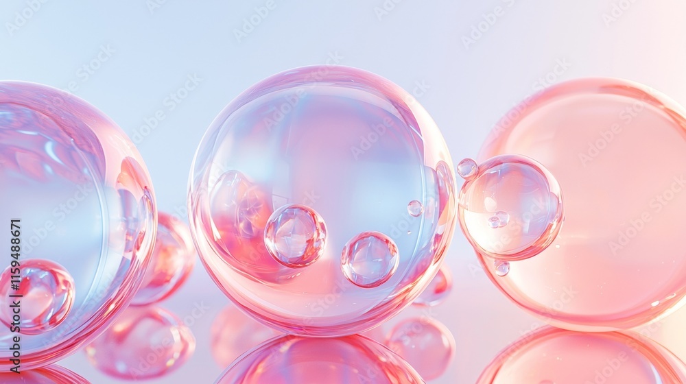 Close-up of pink bubbles floating in clear water Close-up of pink bubbles floating in clear water