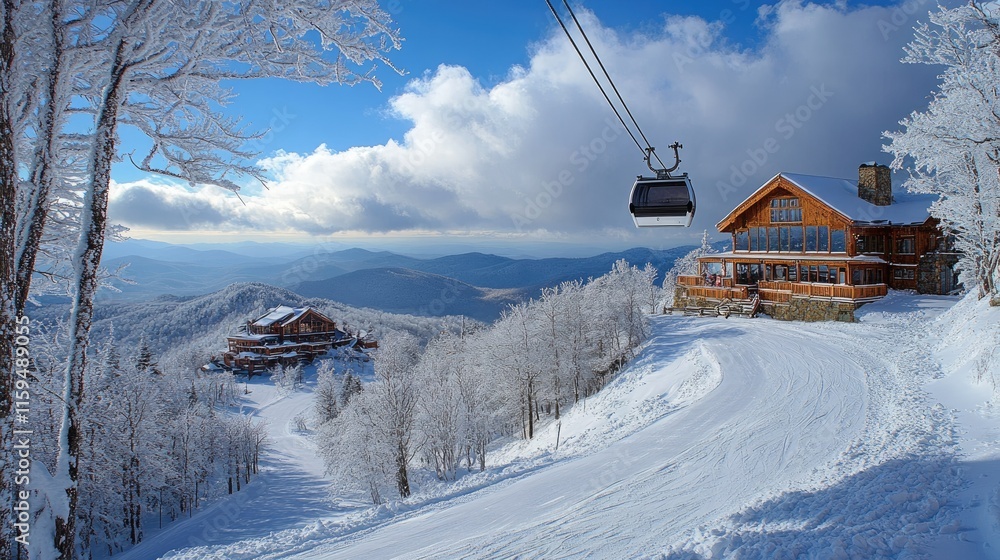 Snowy Mountaintop Chalet with Ski Lift and Panoramic View Snowy Mountaintop Chalet with Ski Lift and Panoramic View