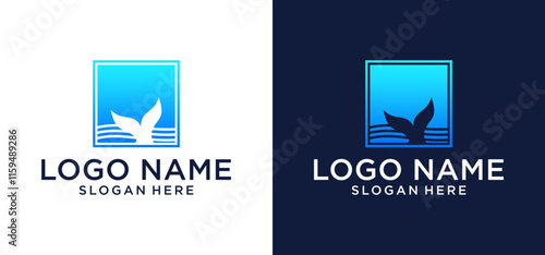 Whale tail logo design vector illustration.