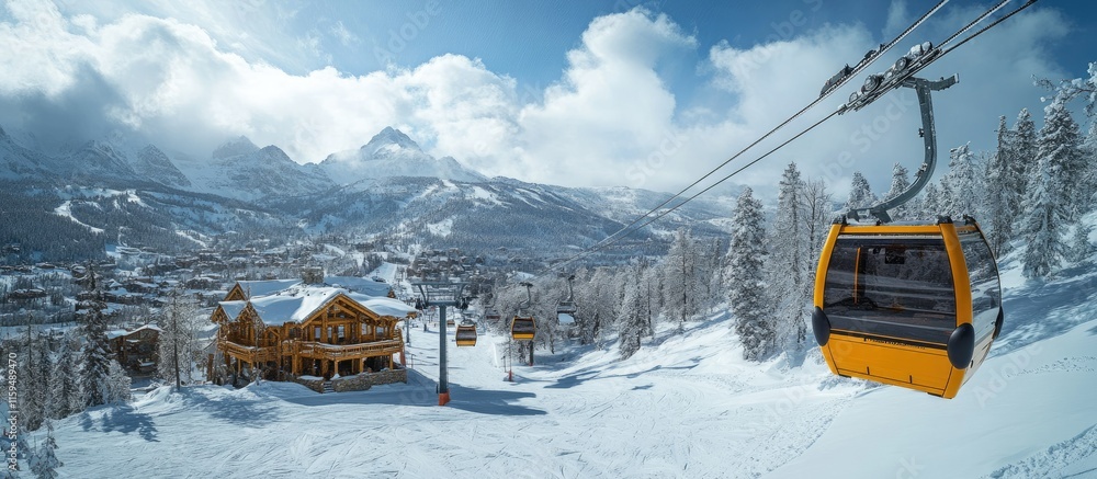 Luxury Chalet in the Snowy Mountains: Breathtaking Ski Resort View Luxury Chalet in the Snowy Mountains: Breathtaking Ski Resort View