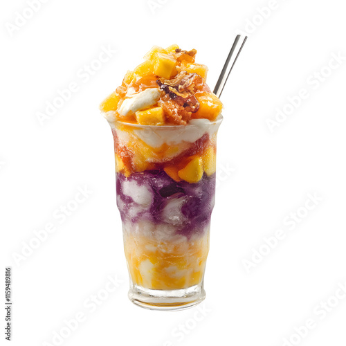 Filipino halo halo mixed ice dessert on transparent background