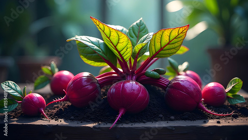 Beetroot in the ground.