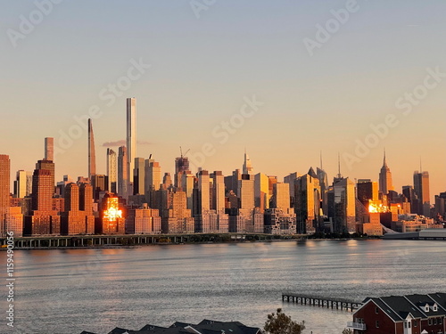 New York City skyline at sunset