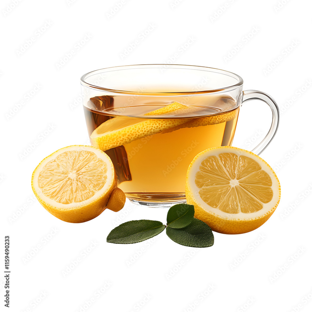 Ginger Lemon Tea on transparent background Ginger Lemon Tea on transparent background