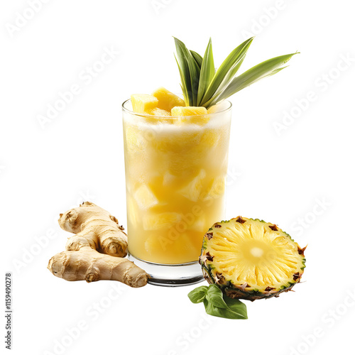 Ginger Pineapple Cooler on transparent background