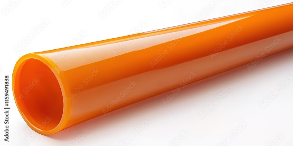 A photograph of an orange PVC pipe on a white background A photograph of an orange PVC pipe on a white background