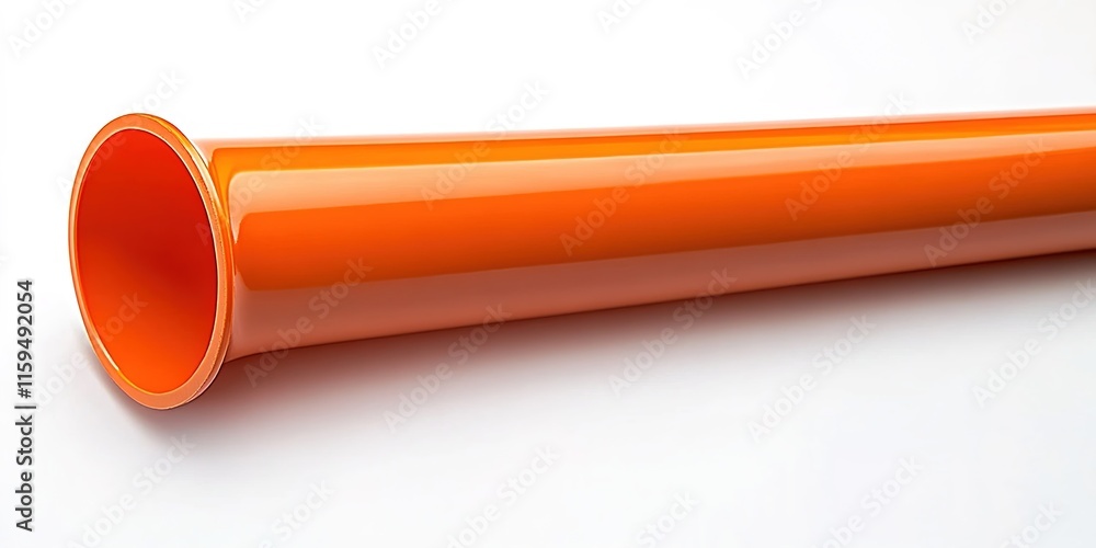 A photograph of an orange PVC pipe on a white background A photograph of an orange PVC pipe on a white background