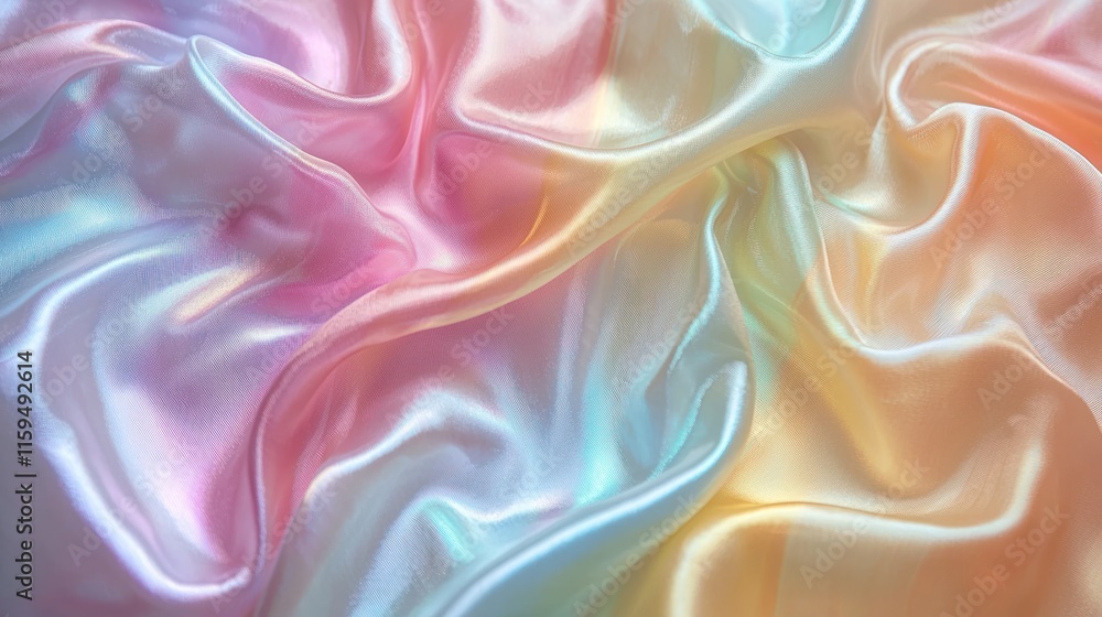Fototapeta premium Smooth elegant pastel rainbow silk fabric background.