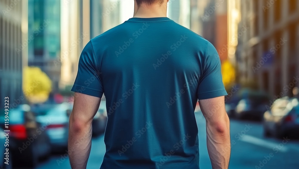 Dark Blue Tight-Fitting T-Shirt Mockup on Attractive Young Male Model Dark Blue Tight-Fitting T-Shirt Mockup on Attractive Young Male Model