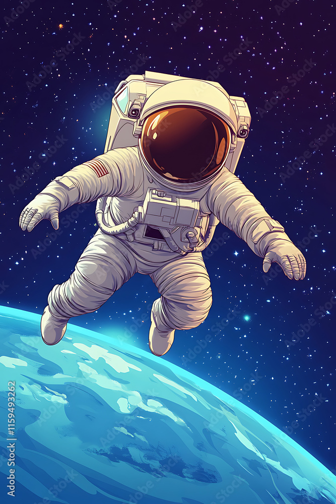 An astronaut floats in space above Earth, showcasing the vastness of the universe. An astronaut floats in space above Earth, showcasing the vastness of the universe.