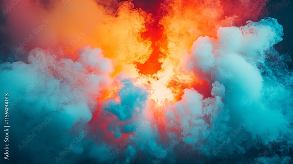 Naklejka premium Dynamic clouds of colorful smoke blending in vivid hues