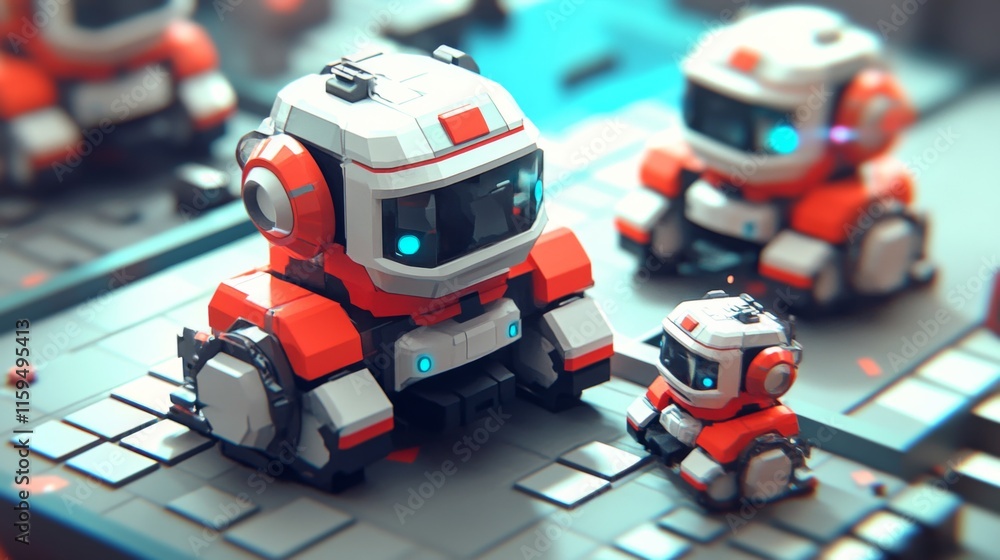 Cute and Colorful Cartoon Robots Engaging in Playful Interaction on a Futuristic City Block, Showcasing Technology and Friendship Among Robots Cute and Colorful Cartoon Robots Engaging in Playful Interaction on a Futuristic City Block, Showcasing Technology and Friendship Among Robots