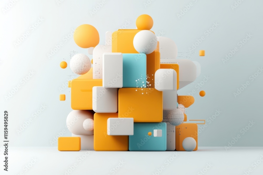 Abstract geometric blocks in vibrant orange and blue composition Abstract geometric blocks in vibrant orange and blue composition