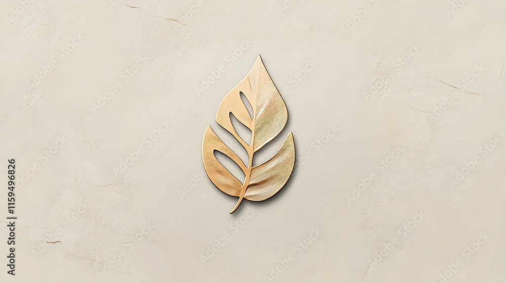 Obraz premium Golden Leaf Design on Beige Textured Background