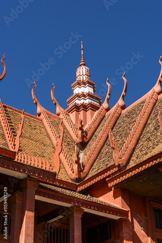 details of the roof of The National Museum of Cambodia in Phnom Penh, Cambodia