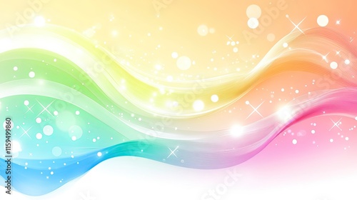 Pastel Rainbow Waves Abstract Background Design