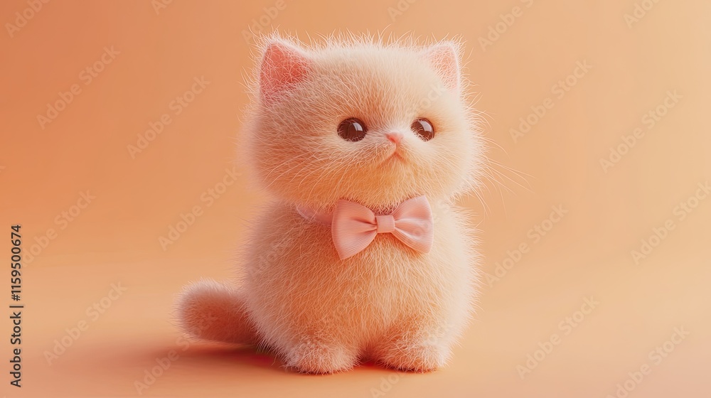 Adorable Fluffy Kitten Wearing Pink Bowtie Adorable Fluffy Kitten Wearing Pink Bowtie