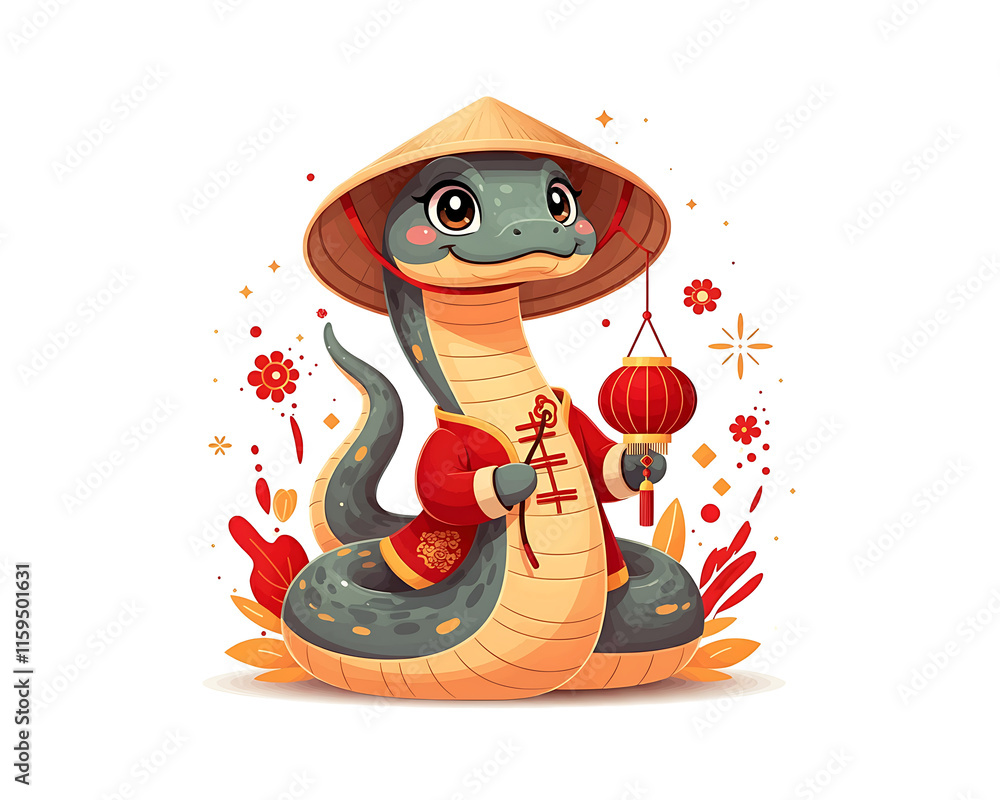 Fototapeta premium Snake illustration design art for Chinese New Year.