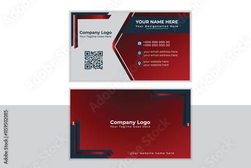 Modern business card design double sided business card design template ,Red & black corporate Business Card