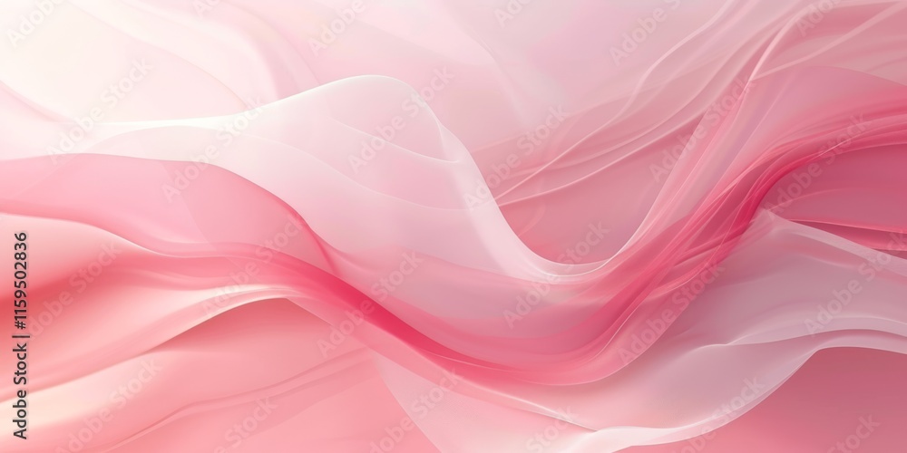 Fototapeta premium Light pink translucent waves flowing gently, creating a soft and elegant abstract background with smooth gradients and airy textures
