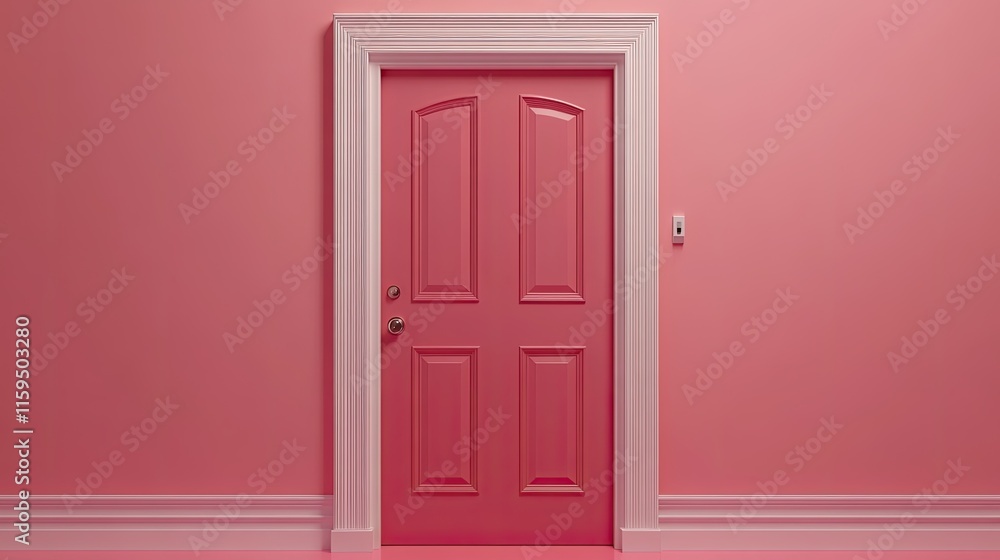 Pink Door in a Pink Room with White Trim Pink Door in a Pink Room with White Trim