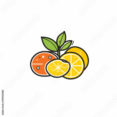 Fresh Orange in Flat Design, Pop Art Style