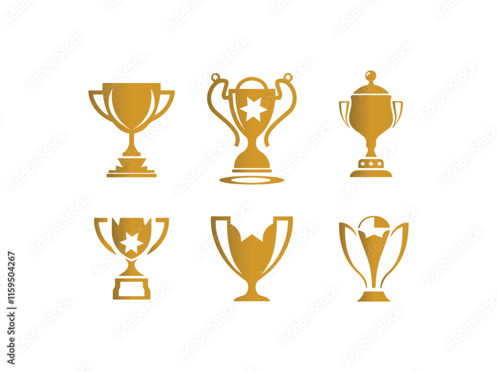 Trophy cups icons Set. Winner symbols in Fill Styles. Champion's cups. First place cups. and bronze trophy icon collection. Trophy cups icons Set. Winner symbols in Fill Styles. Champion's cups. First place cups. and bronze trophy icon collection.