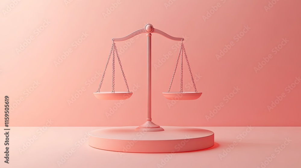 Pink Scales of Justice on a Platform Pink Scales of Justice on a Platform
