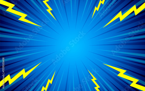 Comic background with illustration of lightning flashes