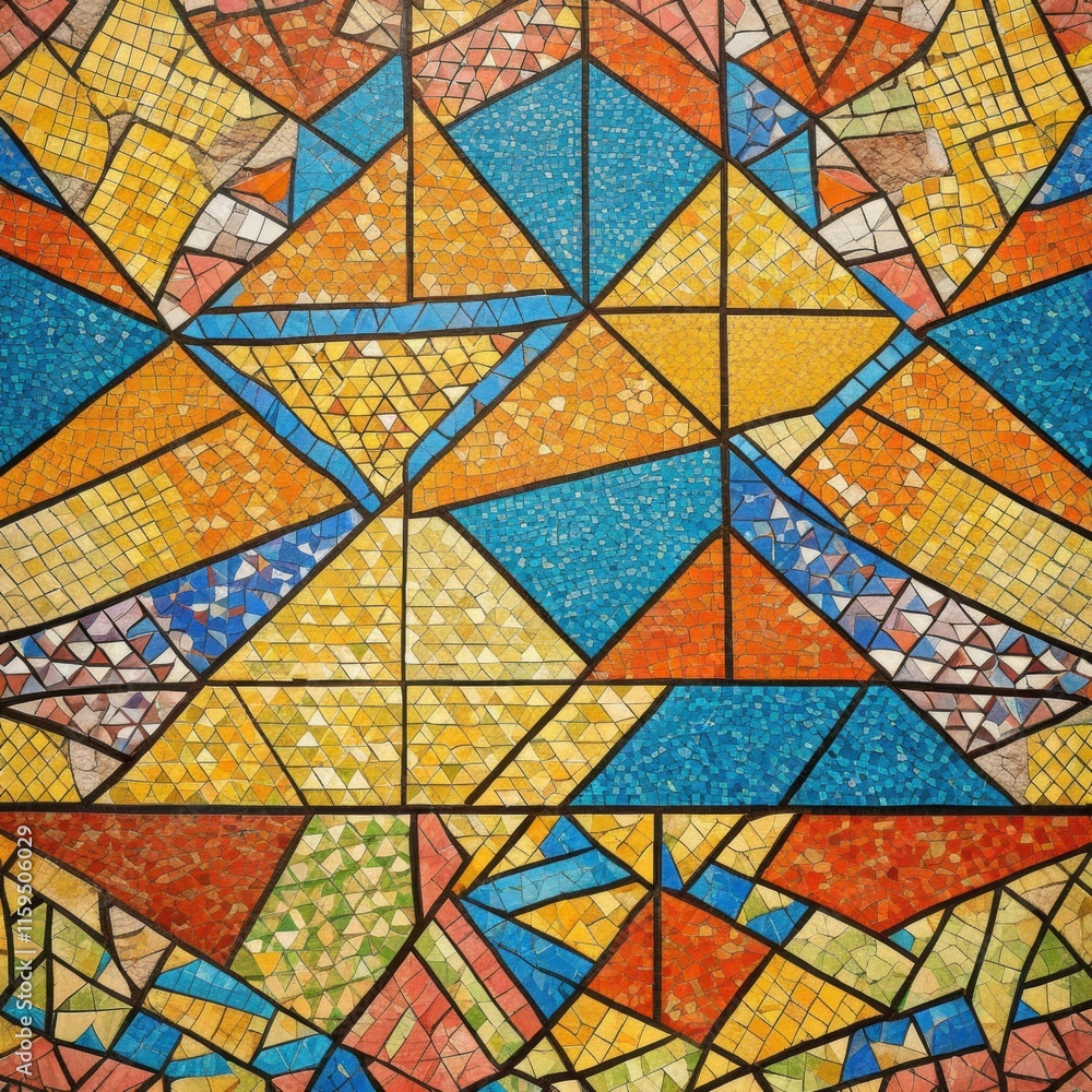 A vibrant mosaic of colorful triangles reveals A vibrant mosaic of colorful triangles reveals