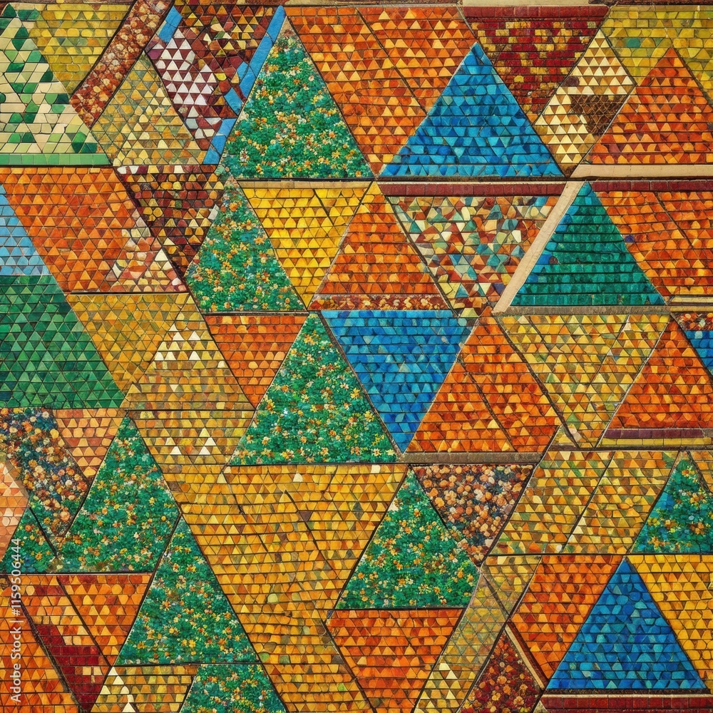 A vibrant mosaic of colorful triangles reveals A vibrant mosaic of colorful triangles reveals