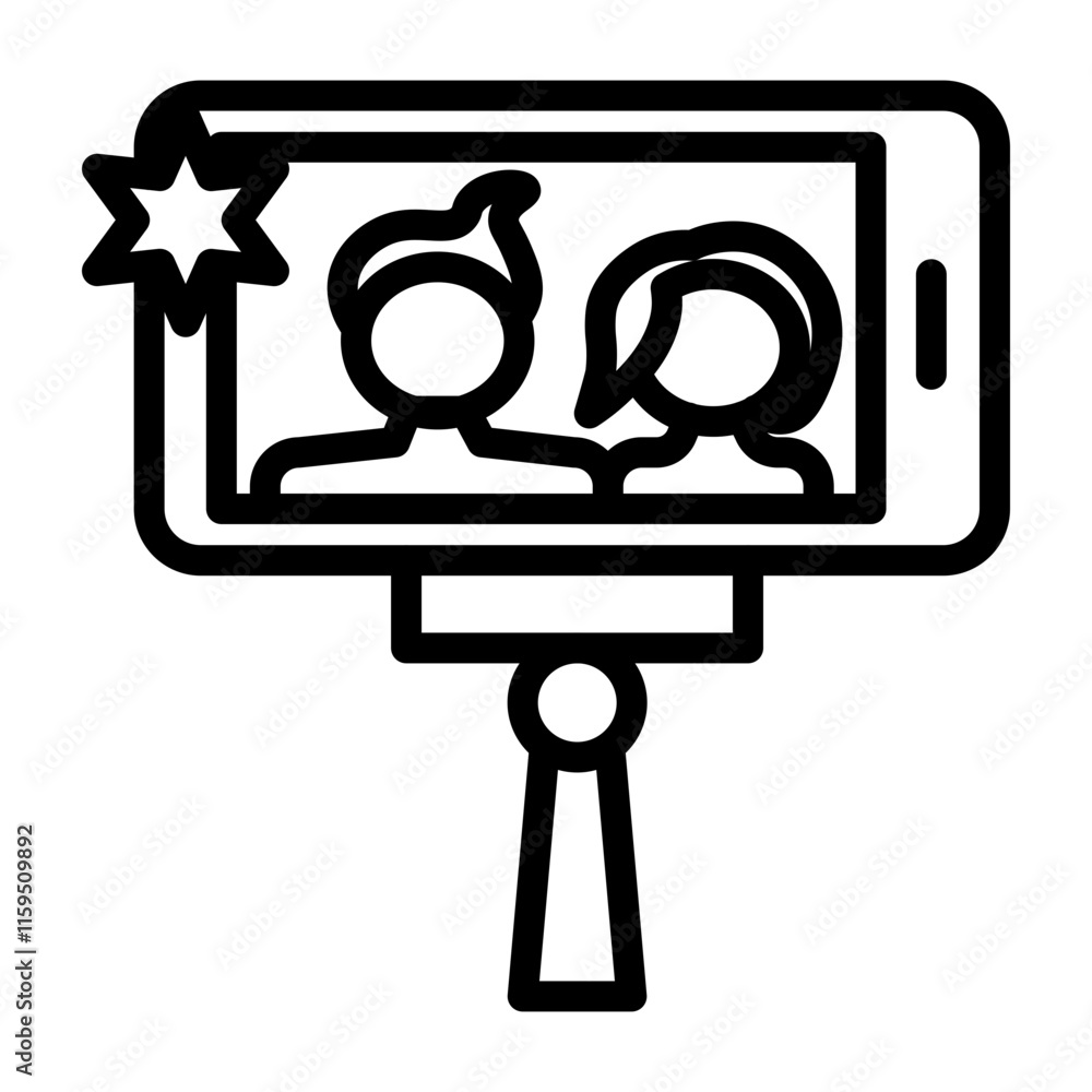 Fan Selfie Vector Line Icon Design Fan Selfie Vector Line Icon Design