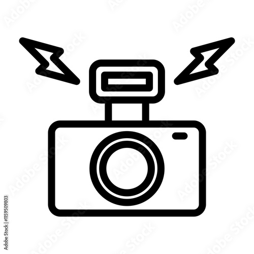 Camera Flash Vector Line Icon Design